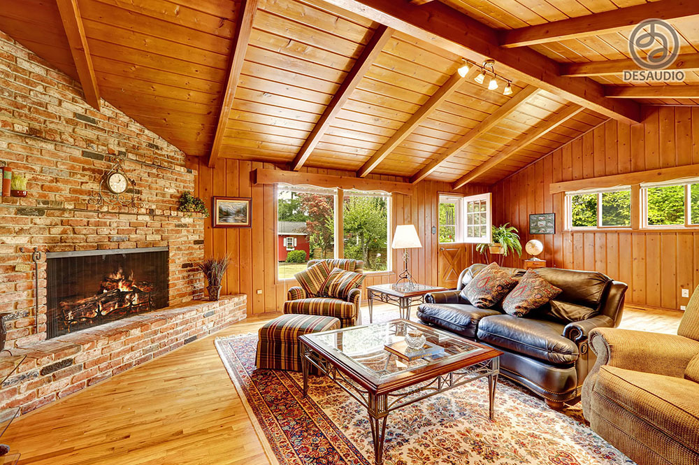 Overview of Desaudio designs in chalet style example room # 1