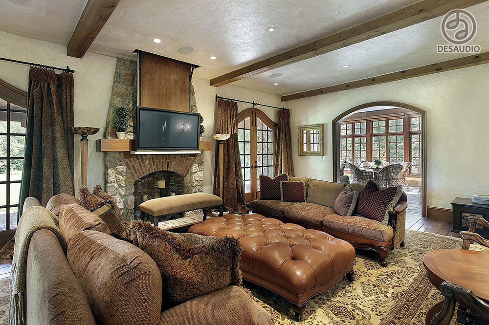 Overview of Desaudio designs in country style example room # 2