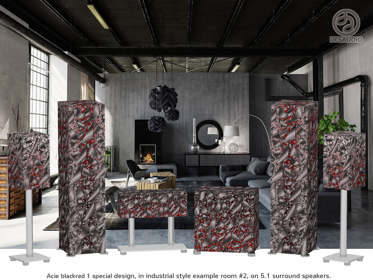 Desaudio Acie blackred 1 special design in industrial style example room # 2