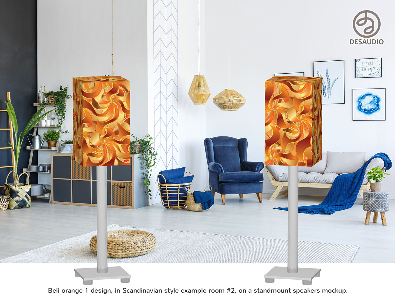 Desaudio Beli orange 1 design in Scandinavian style example room # 2