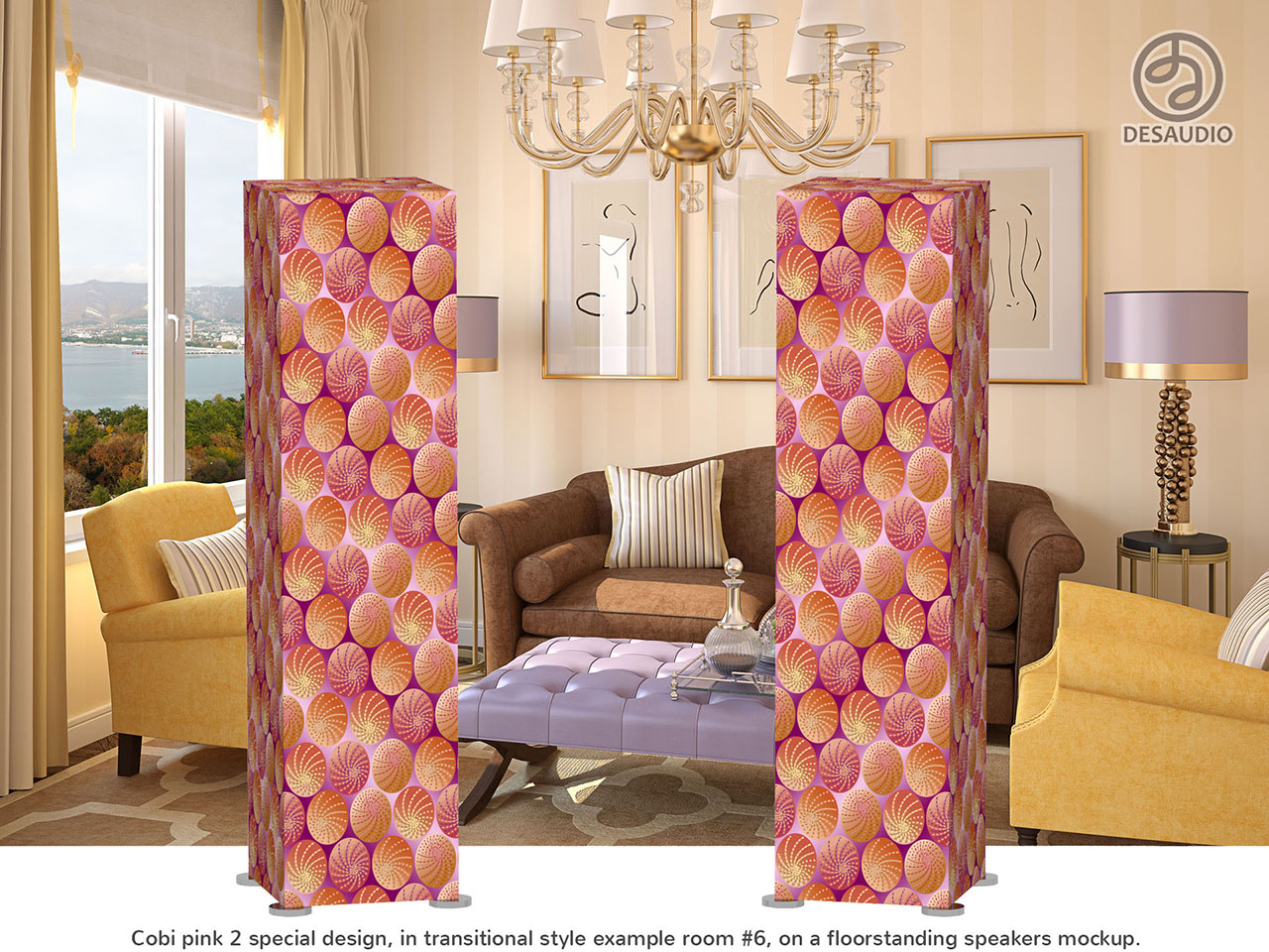 Desaudio Cobi pink 2 special design in transitional style example room # 6