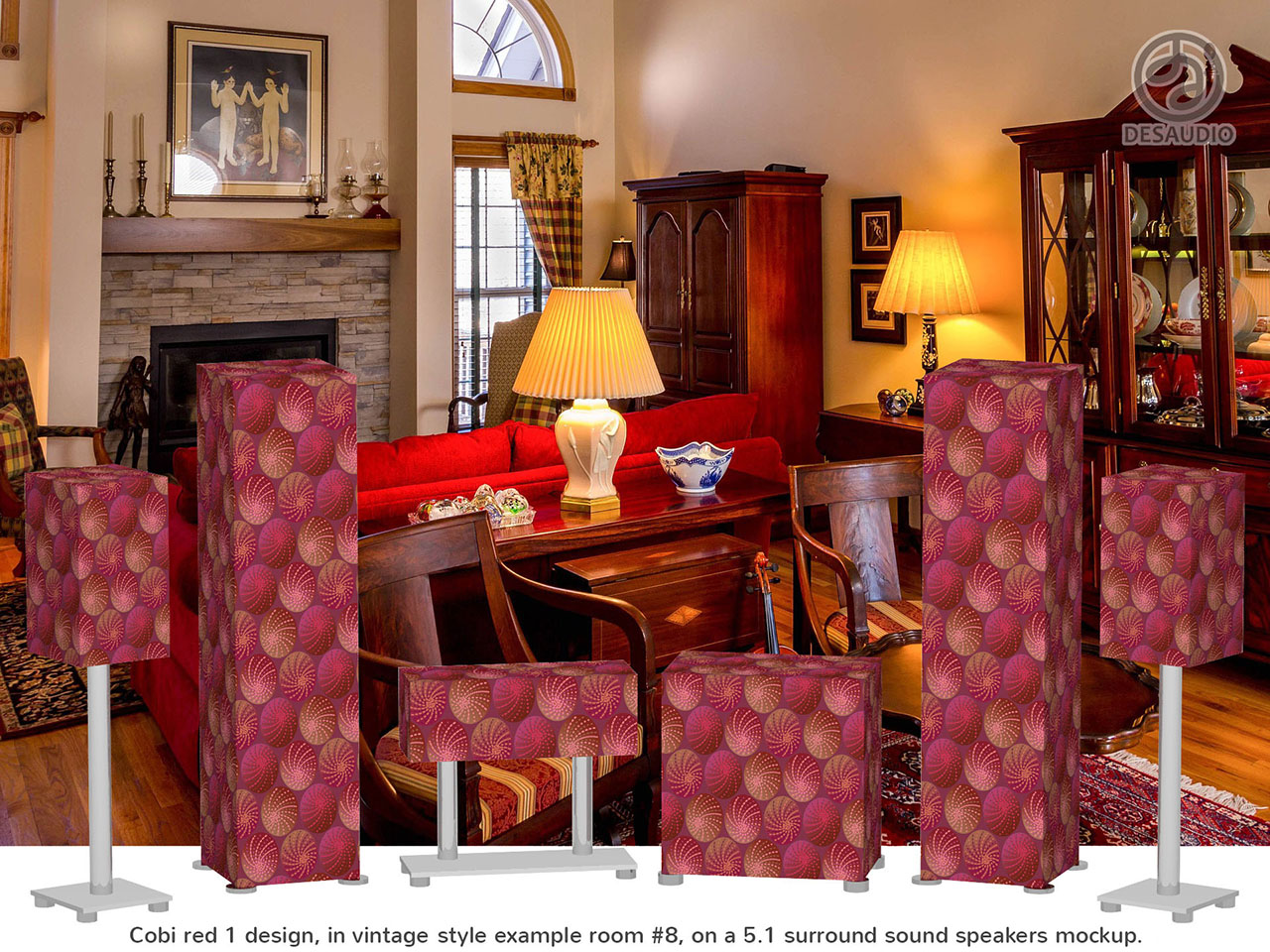 Desaudio Cobi red 1 design in vintage style example room # 6