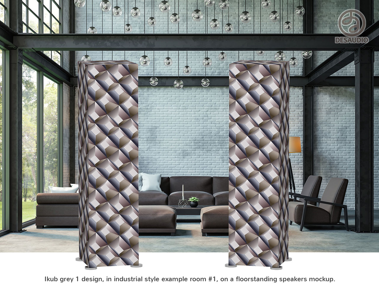 Desaudio Ikub grey 1 design in industrial style example room # 1