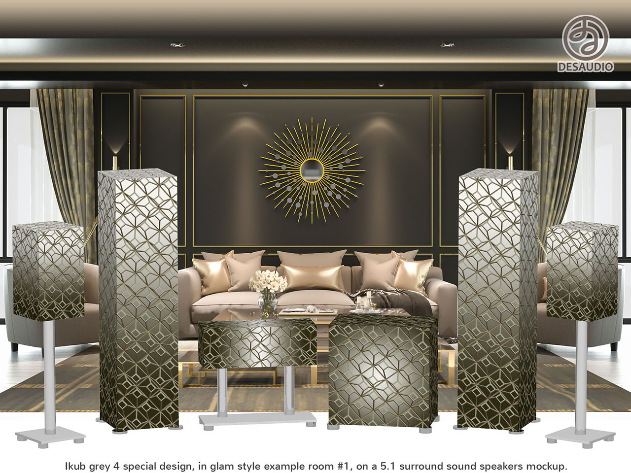 Desaudio Ikub grey 4 special design in glam style example room # 1