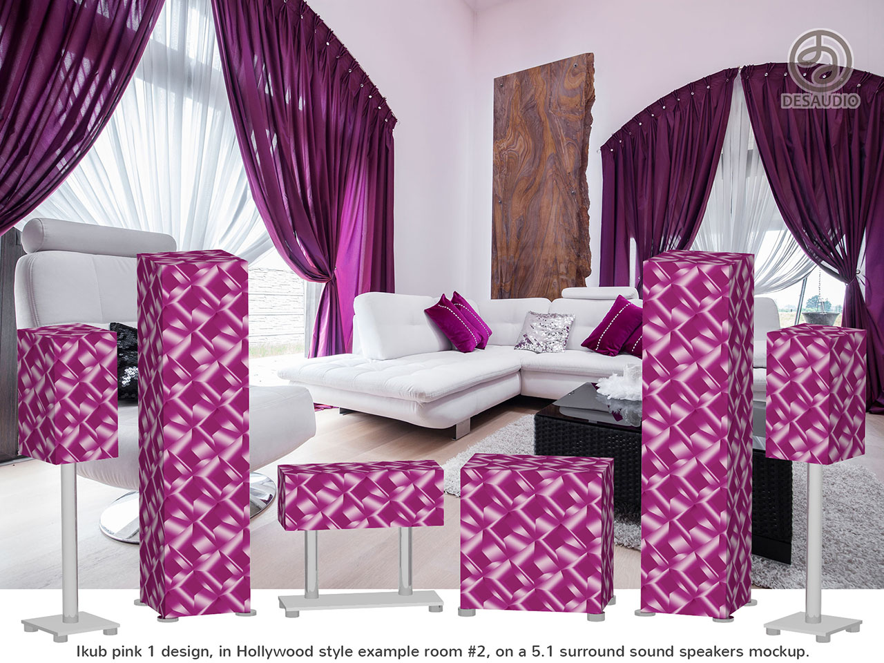 Desaudio Ikub pink 1 design in Hollywood style example room # 2