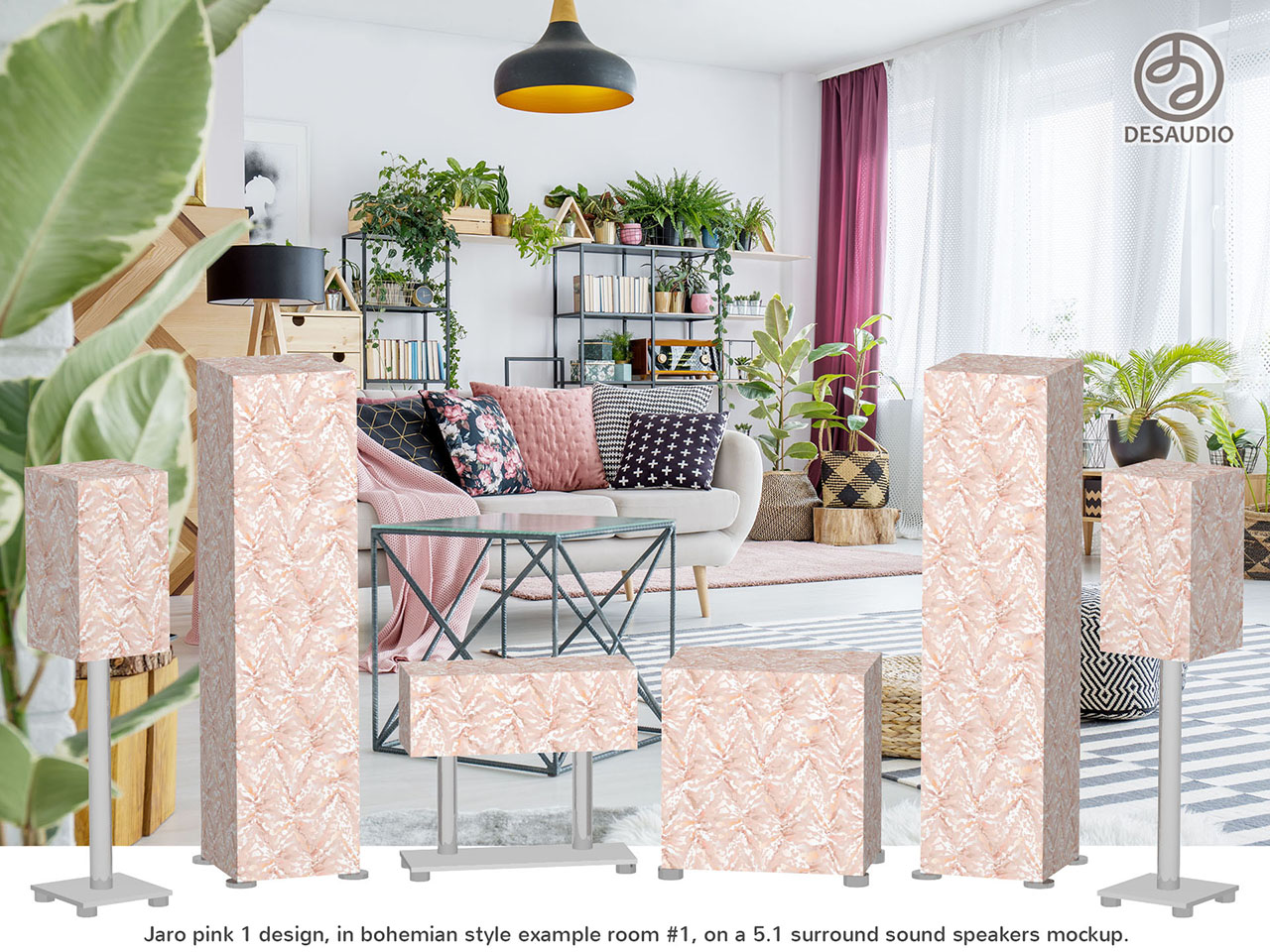 Desaudio Jaro pink 1 design in bohemian style room # 1