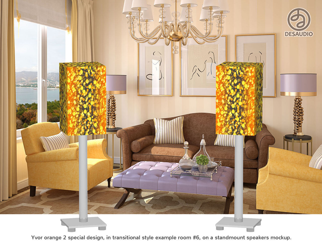 Desaudio Yvor orange 2 special design in transitional style example room # 6