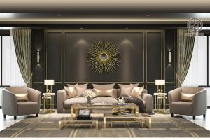 Overview of Desaudio designs in glam style example room # 1