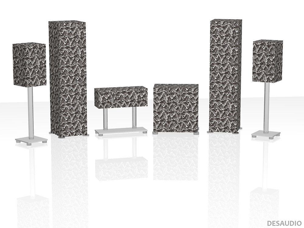 Desaudio Jaro grey 3 on a 5.1 surround sound loudspeakers 3-D mockup