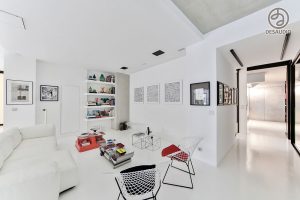 Overview of Desaudio designs in minimalist style example room # 2