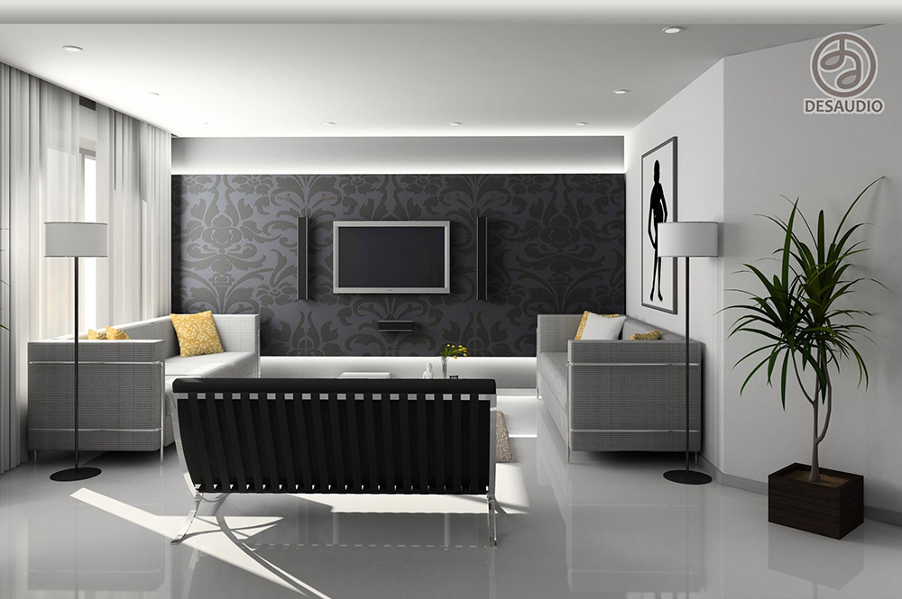 Overview of Desaudio designs in modern style example room # 2