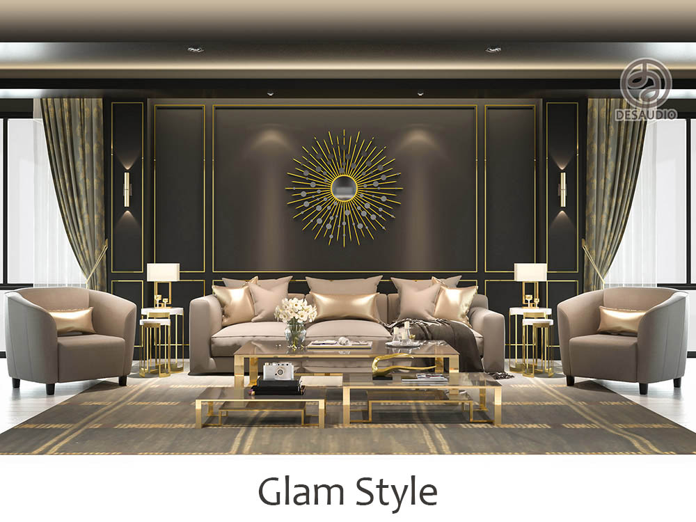 Glam style example rooms