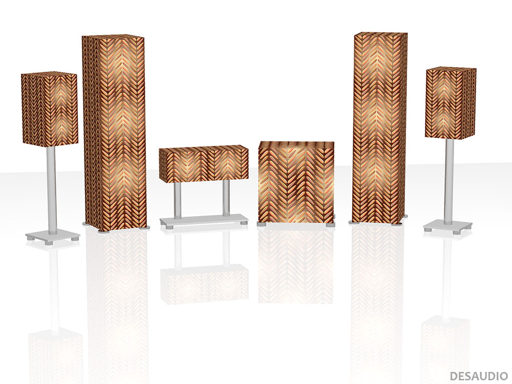 Desaudio Taos beige 4 special on a 5.1 surround sound loudspeakers 3-D mockup