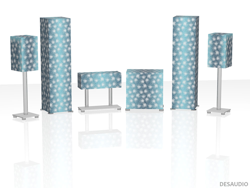 Desaudio Ulan blue 2 special on a 5.1 surround sound loudspeakers 3-D mockup