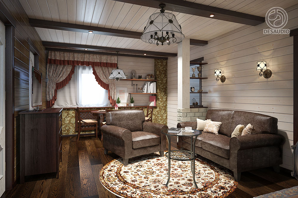 Overview of Desaudio designs in urban farmhouse style example room # 1