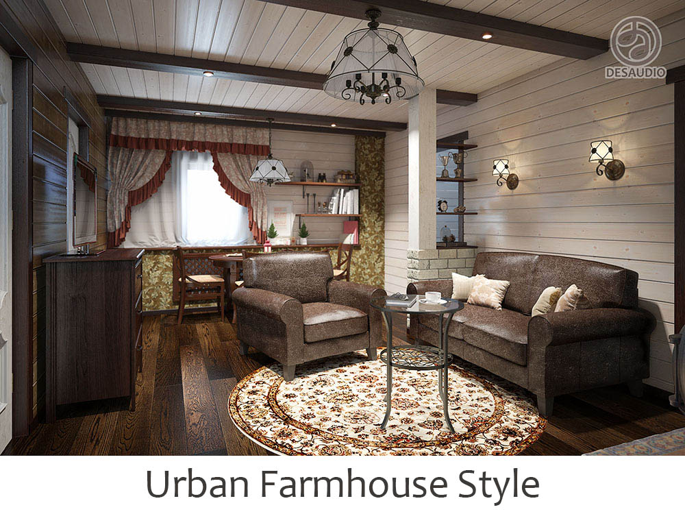 Urban farmhouse style example rooms