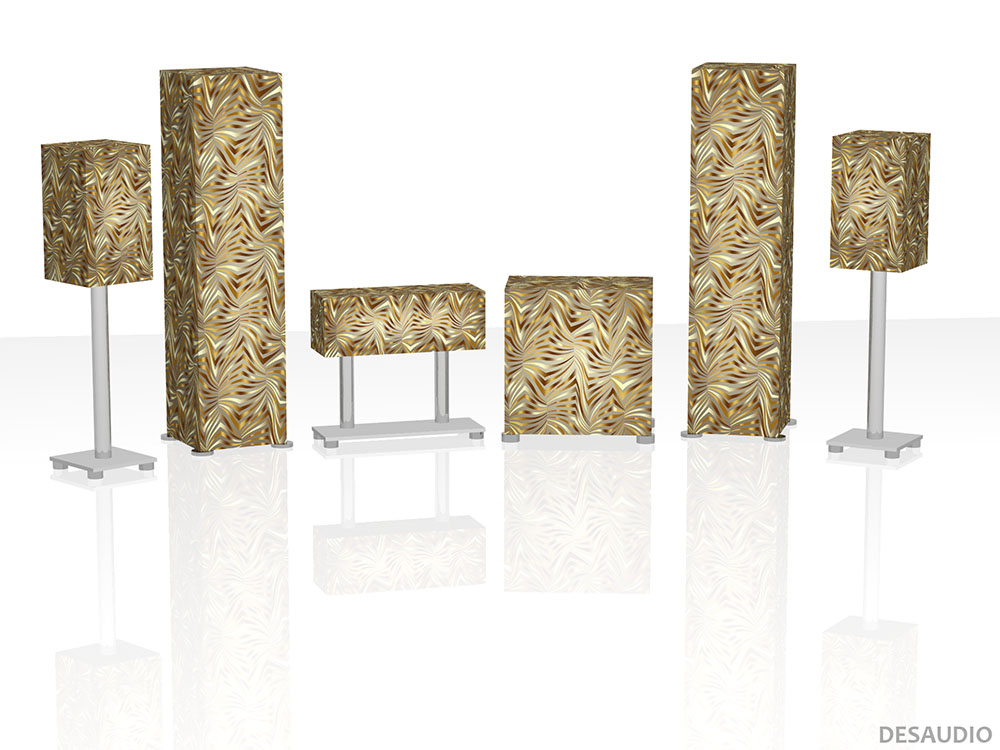 Desaudio Vigo beige 4 special on a 5.1 surround sound loudspeakers 3-D mockup