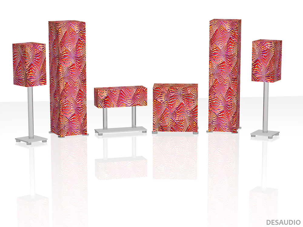 Desaudio Vigo red 2 special on a 5.1 surround sound loudspeakers 3-D mockup
