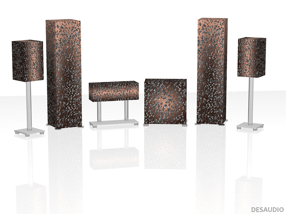 Desaudio Yvor black 2 special on a 5.1 surround sound loudspeakers 3-D mockup